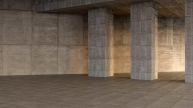 karanlık boş iç sahne beton duvar