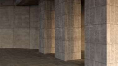 karanlık boş iç sahne beton duvar