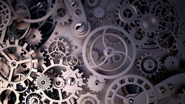 metal cogwheels ile arka plan bir saat gibi. Makro, aşırı closeup