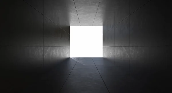 Cena interior em branco escuro parede de concreto — Fotografia de Stock