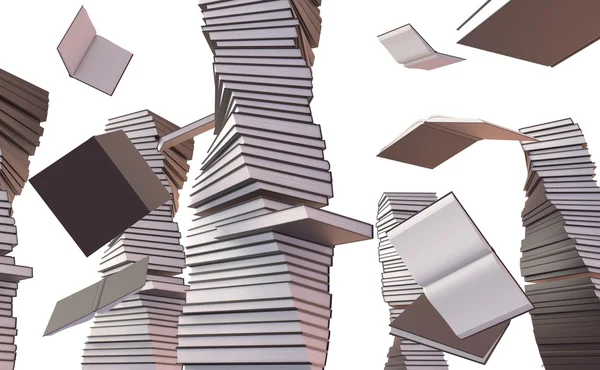Montón de libros con tapa dura blanca sobre fondo blanco — Foto de Stock