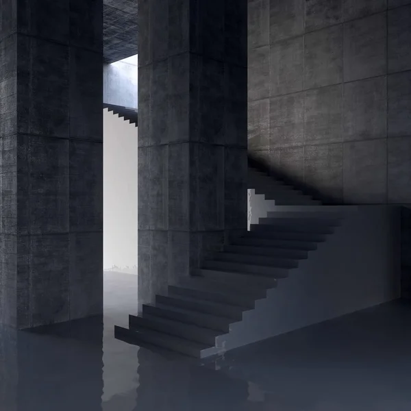 Dark blank interior scene concrete wall — Stock Photo, Image