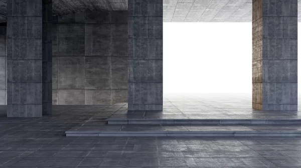 Cena interior em branco escuro parede de concreto — Fotografia de Stock