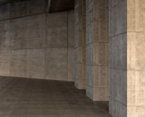 暗い空のインテリア シーン コンクリート壁 — ストック写真