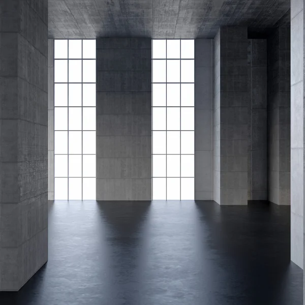 Ciemno puste scena wewnętrznych ścian betonowych — Zdjęcie stockowe
