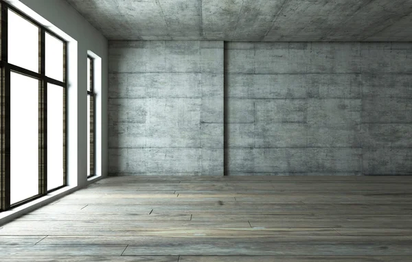 Escena interior en blanco oscuro muro de hormigón — Foto de Stock