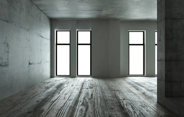 Cena interior em branco escuro parede de concreto — Fotografia de Stock