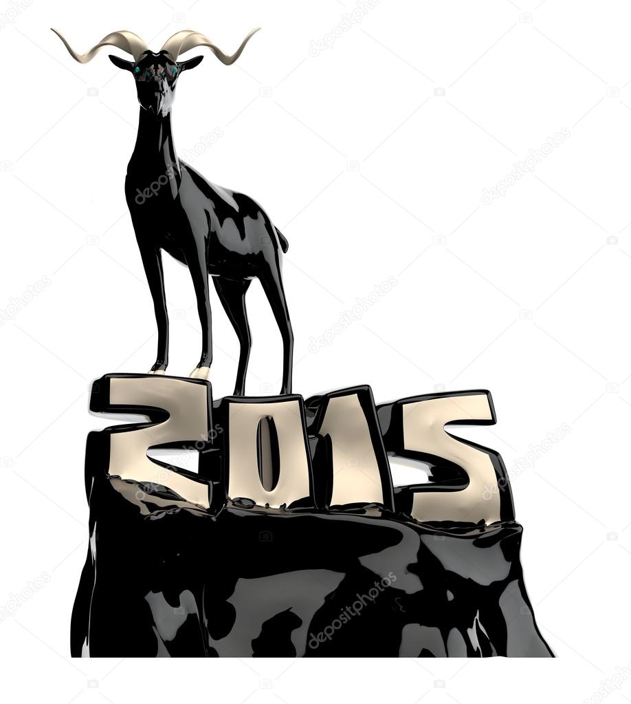 Chinese New Year 2015. Year of the Goat. Black goat on white background.