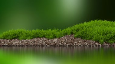 Green grass with stones clipart