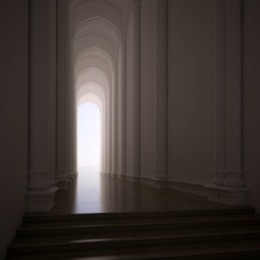 3D render. karanlık boş iç sahne beton duvar