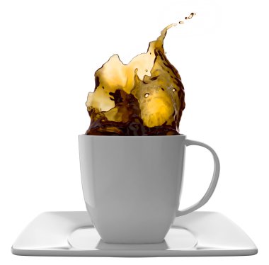 kahve sıçraması, üzerinde beyaz izole ile