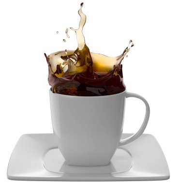 kahve sıçraması, üzerinde beyaz izole ile