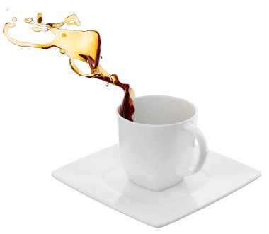 kahve sıçraması, üzerinde beyaz izole ile