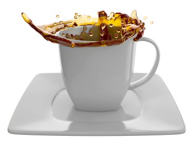 kahve sıçraması, üzerinde beyaz izole ile