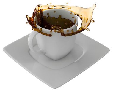 kahve sıçraması, üzerinde beyaz izole ile