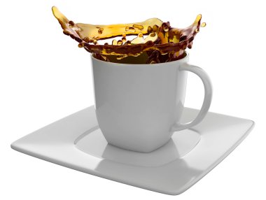 kahve sıçraması, üzerinde beyaz izole ile