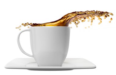 kahve sıçraması, üzerinde beyaz izole ile