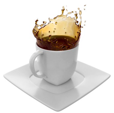 kahve sıçraması, üzerinde beyaz izole ile