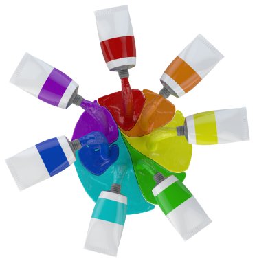 Beyaz izole boya renkli sıçraması