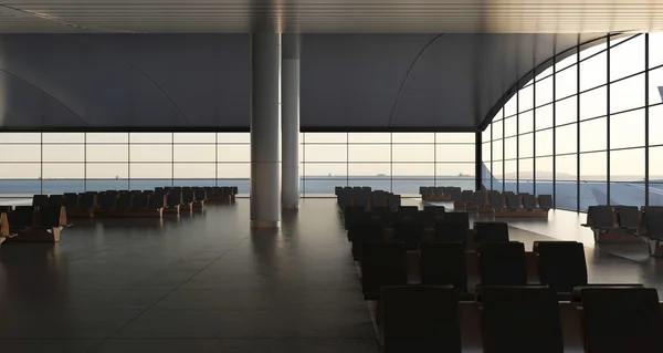 Rendering 3D. Moderno terminal passeggeri dell'aeroporto . — Foto Stock