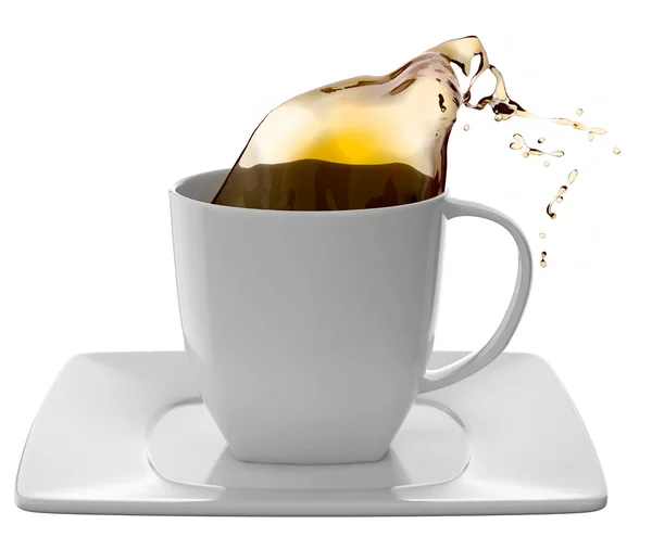 Чашка кофе с брызгами, изолированные на белом — стоковое фото
