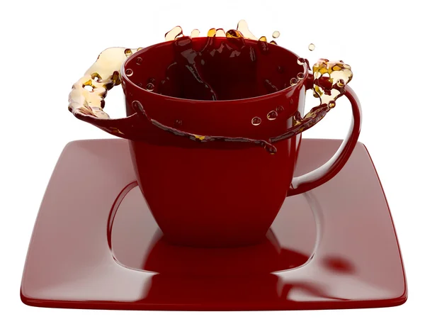 Taza de café con salpicaduras, aislado en blanco — Foto de Stock