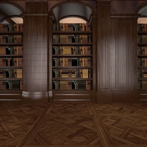 Rendering 3d. Ruang Pembacaan Klasik — Stok Foto