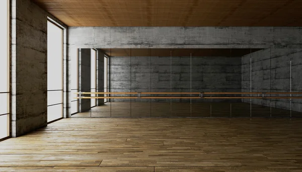 Rendering 3d. interior kosong. dinding beton — Stok Foto