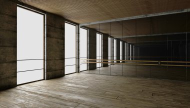 3D render. boş iç. beton duvarlar