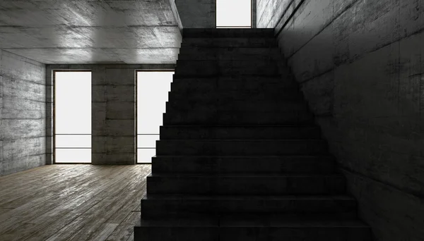 Rendering 3D. interni vuoti. muri di cemento — Foto Stock