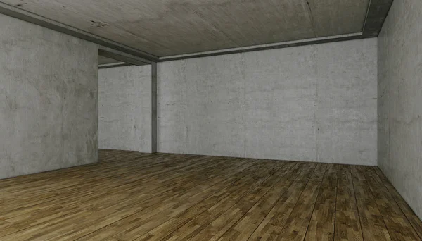 3D render. boş iç. beton duvarlar