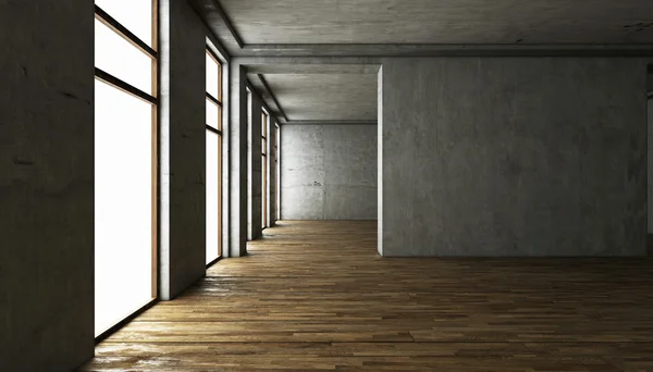 Rendering 3d. interior kosong. dinding beton — Stok Foto