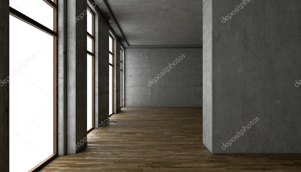 3d rendering. blank interior. concrete walls