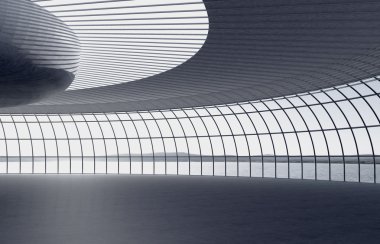 3D render. Modern Havaalanı yolcu terminal. Modern mimari