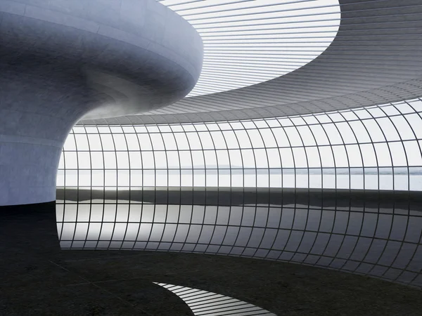 3D-rendering. Modern flygplats passagerarterminal. Modern arkitektur — Stockfoto