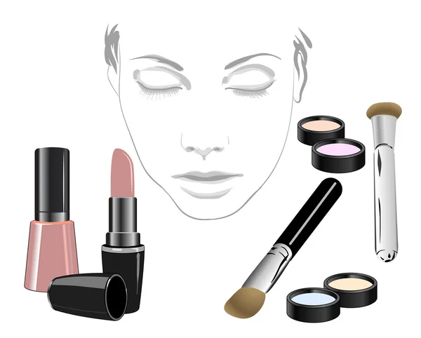 Sada kosmetických produktů pro obličej — Stockový vektor