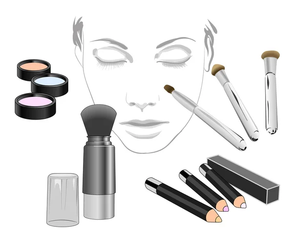 Uppsättning av kosmetisk produkt för ansikte — Stock vektor