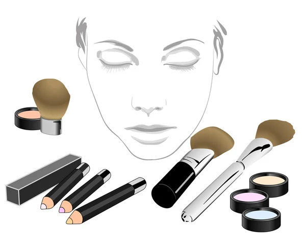 Conjunto de productos cosméticos para la cara — Vector de stock