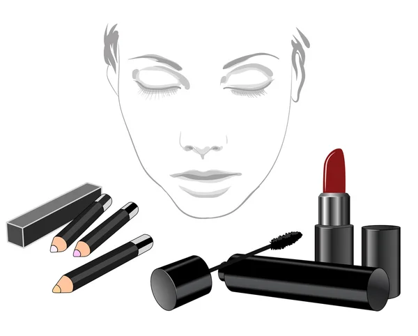 Zestaw produktów kosmetycznych na twarz — Wektor stockowy