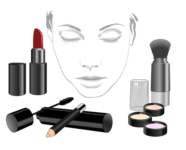 Conjunto de produto cosmético para rosto —  Vetores de Stock