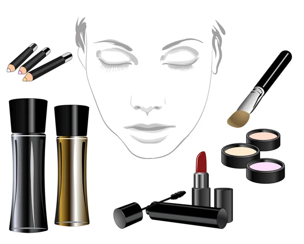 Sæt af kosmetisk produkt til ansigt – Stock-vektor