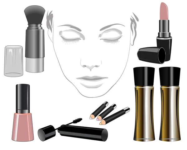 Conjunto de productos cosméticos para la cara — Vector de stock