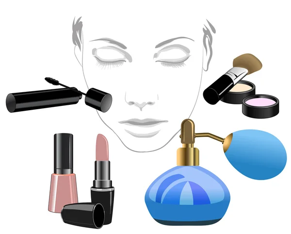 Set van cosmetische product voor gezicht — Stockvector