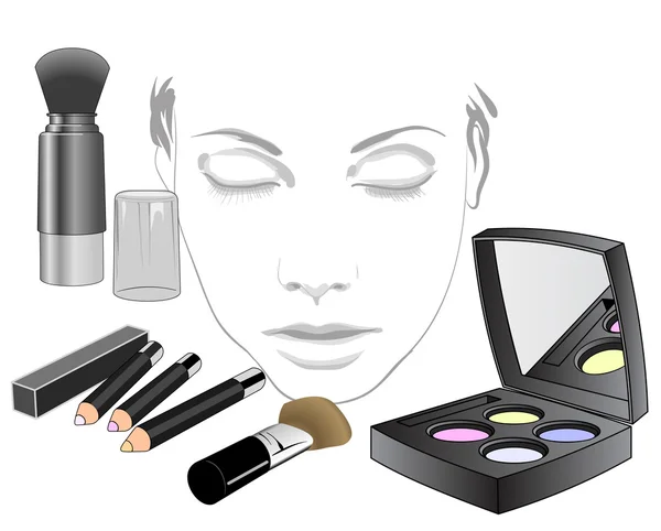 Set produk kosmetik untuk wajah - Stok Vektor