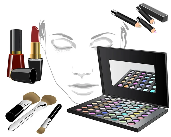 Sada kosmetických produktů pro obličej — Stockový vektor