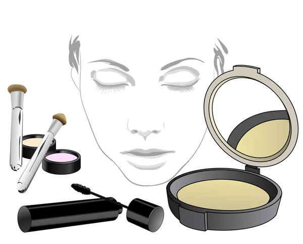 Zestaw produktów kosmetycznych na twarz — Wektor stockowy