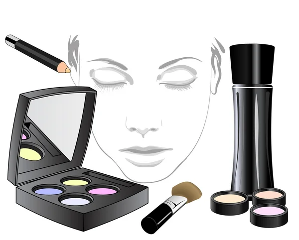 Ensemble de produits cosmétiques pour le visage — Image vectorielle