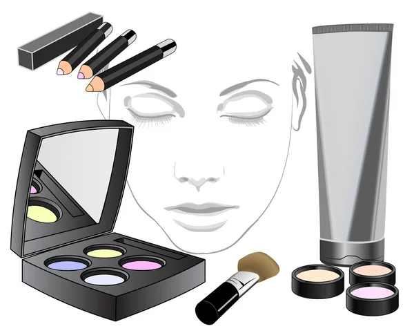 Set de produse cosmetice pentru față — Vector de stoc