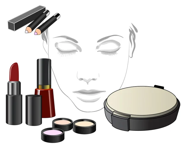 Set produk kosmetik untuk wajah - Stok Vektor