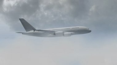 Türbülans içinde karanlık yağmurlu bulutlar arasında uçan uçak örneği. Yaz Günü, sert hava